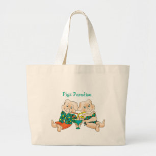 Pigs Paradise Large Tote Bag