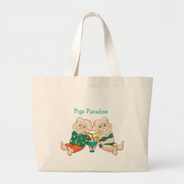 Pigs Paradise Large Tote Bag (Front)