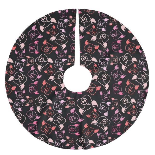 Pigs Pattern Brushed Polyester Tree Skirt (Front)