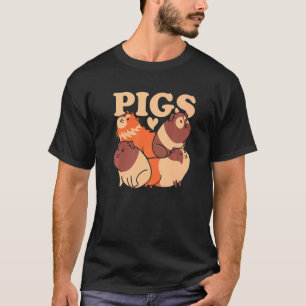 Pigs Stacked Graphic Guinea Pig Owner Pet Cavy Ani T-Shirt