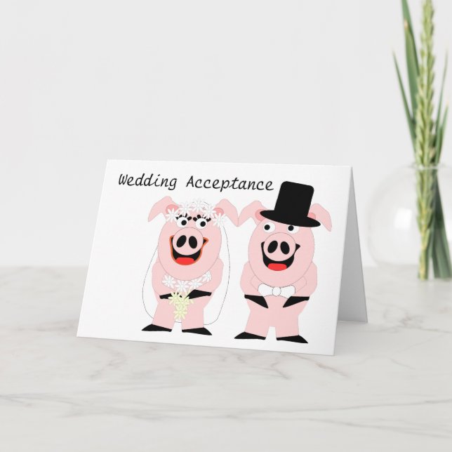 Pigs Wedding Acceptance Card (Front)