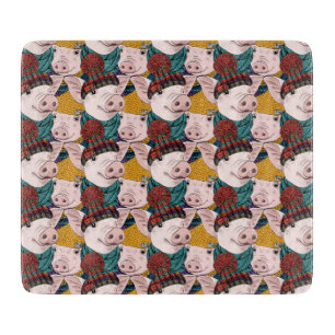 Pigs With Hats Pattern Cutting Board