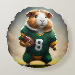 Pigskin Prodigy: The Guinea Pig Quarterback, Round Cushion