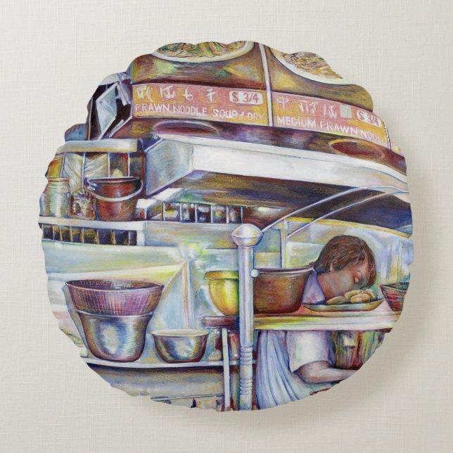 Pigtail Soup, Singapore Round Cushion (Front)