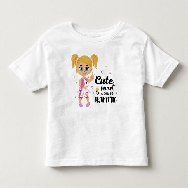 Pigtails Girl Pink Cute Smart Dramatic Sassy Toddler T-Shirt (Front)