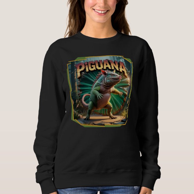 Piguana Illustration – Pig Iguana Scary Animal Sweatshirt (Front)