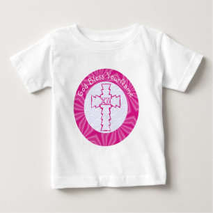 PiHot Pink Zig Zag Cross With Namenk Zig Zag Cross Baby T-Shirt