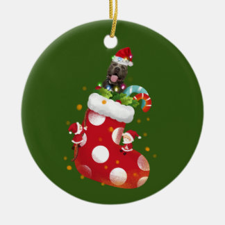 Piitbull With Socking Ceramic Ornament