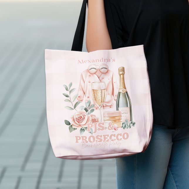 Pijamas and Prosecco Bachelorette Party Tote Bag (Creator Uploaded)