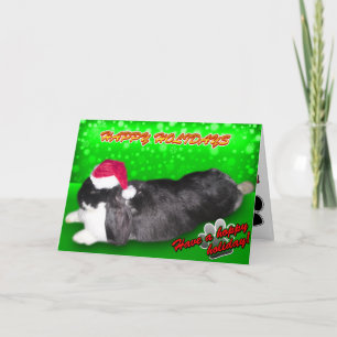 Pika Holiday Santa Hat - Rabbit Bunny Card