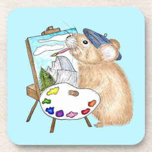 Pika Paints Plein Air Yosemite Painter Drawing Coaster