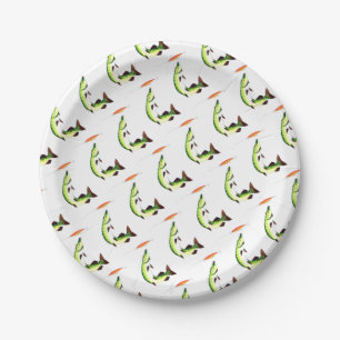Pike fishing and fly fishing paper plate