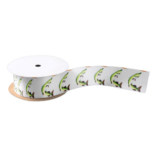 Pike fishing and fly fishing satin ribbon