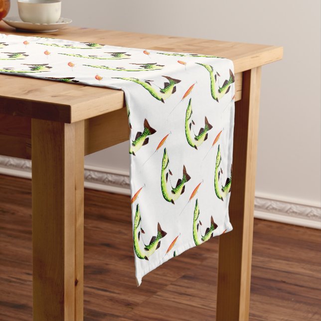 Pike fishing and fly fishing short table runner (In Situ)