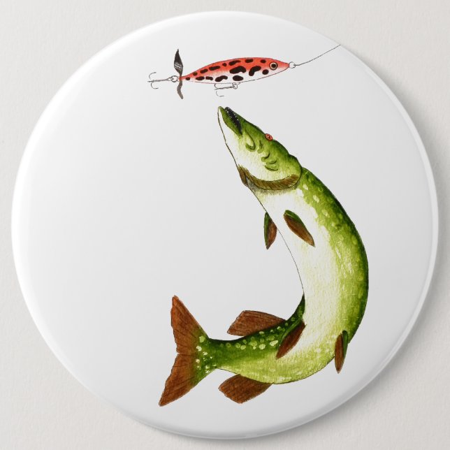 Pike Fishing angling gift 6 Cm Round Badge (Front)