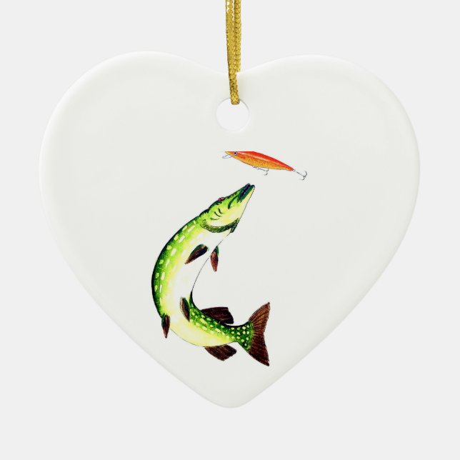 Pike fishing ceramic ornament (Front)