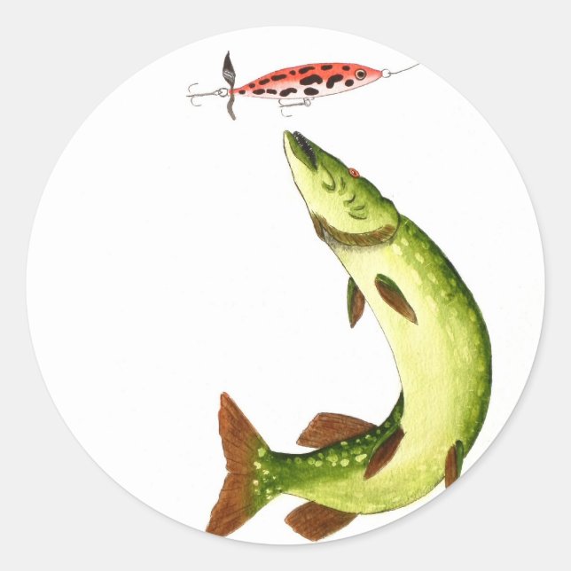 Pike Fishing Classic Round Sticker (Front)