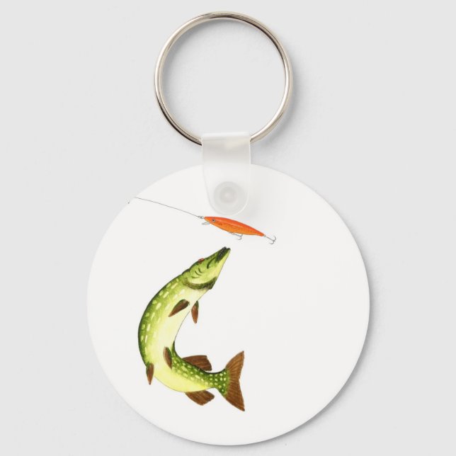 Pike fishing Gift Key Ring (Front)