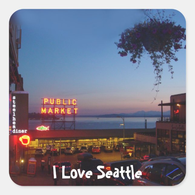 Pike Place Market Square Sticker (Front)