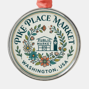 Pike Place Market Washington Metal Ornament