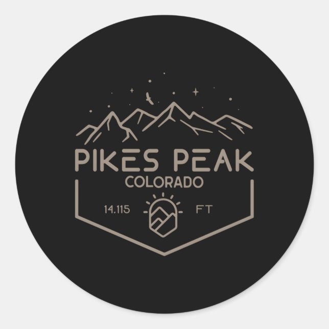 Pikes Peak 14115 Ft Colorado Mountains Classic Round Sticker (Front)