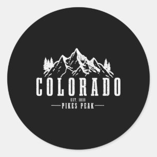 Pikes Peak Colorado Est. 1806 Vintage Mountains Us Classic Round Sticker