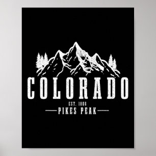 Pikes Peak Colorado Est. 1806 Vintage Mountains Us Poster