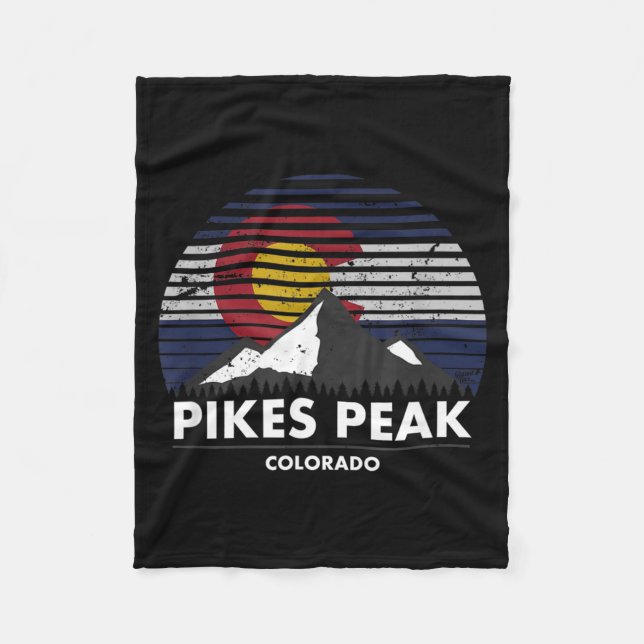 Pikes Peak Colorado Flag - Mountain Adventure Fleece Blanket (Front)