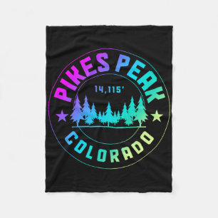 Pikes Peak Colorado Mountain Hiking Vintage Fleece Blanket