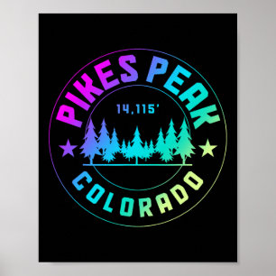 Pikes Peak Colorado Mountain Hiking Vintage  Poster