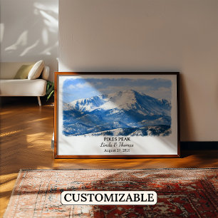 Pikes Peak Colorado Poster, Watercolor, Custom Poster