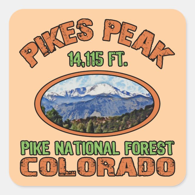 Pikes Peak, Colorado Square Sticker (Front)
