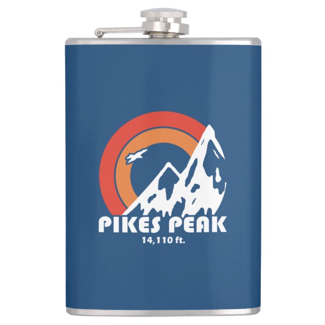 Pikes Peak Colorado Sun Eagle Hip Flask (Front)