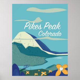 Pikes Peak Colorado vintage style travel poster