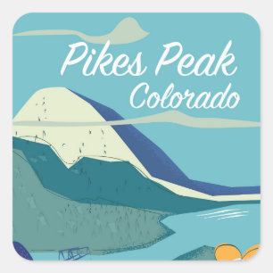 Pikes Peak Colorado vintage style travel poster Square Sticker
