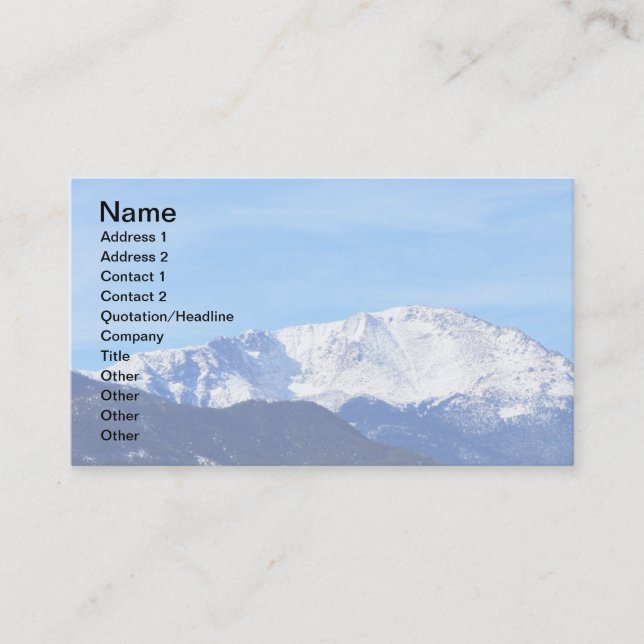 Pikes Peak Mountain, Colorado Springs, Colo Business Card (Front)
