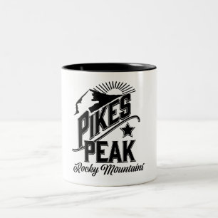 Pikes Peak rocky mountains Vintage art Two-Tone Coffee Mug