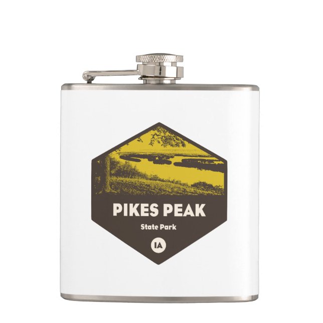Pikes Peak State Park Iowa Hip Flask (Front)