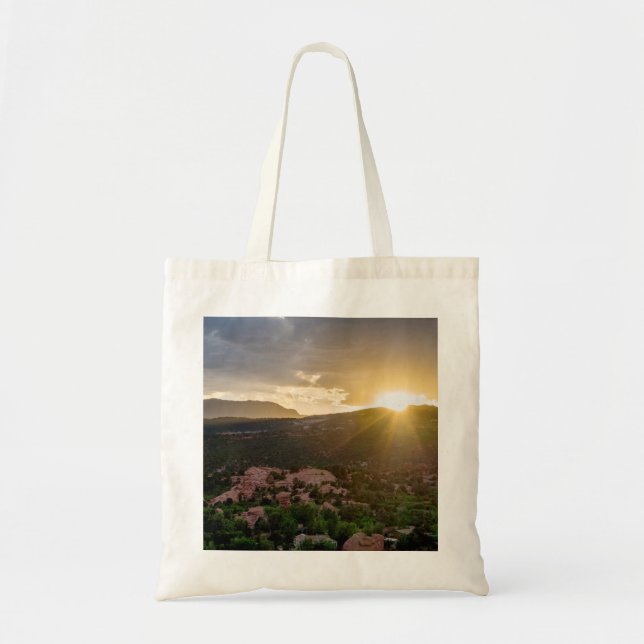 Pikes Peak Sunset Haze Tote Bag (Front)