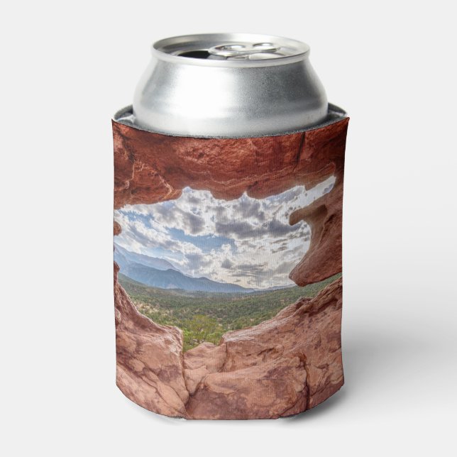 Pikes Peak Through A Rock Hole Can Cooler (Can Front)