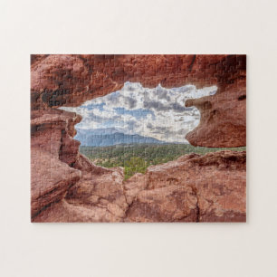 Pikes Peak Through A Rock Hole Jigsaw Puzzle