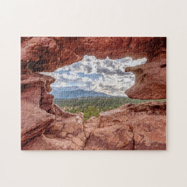 Pikes Peak Through A Rock Hole Jigsaw Puzzle (Horizontal)