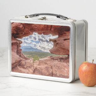 Pikes Peak Through A Rock Hole Metal Lunch Box