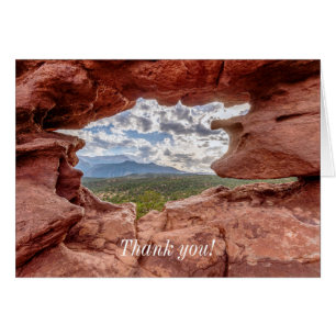 Pikes Peak Through A Rock Hole Thank You Card