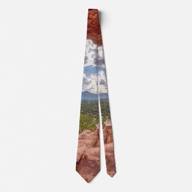 Pikes Peak Through A Rock Hole Tie (Front)