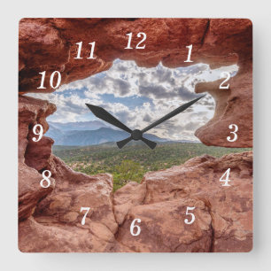 Pikes Peak Through A Rock Hole Wall Clock