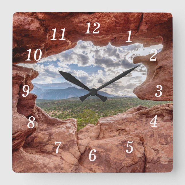 Pikes Peak Through A Rock Hole Wall Clock (Front)