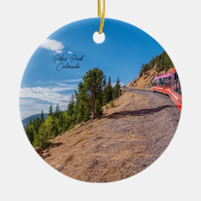 Pikes Peak Train Ride Circle Ornament (Front)