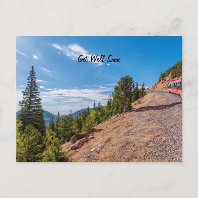 Pikes Peak Train Ride Get Well Soon Postcard (Front)