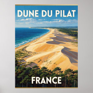 Pilat Dune France Golden Sand Coastal Landscape Poster